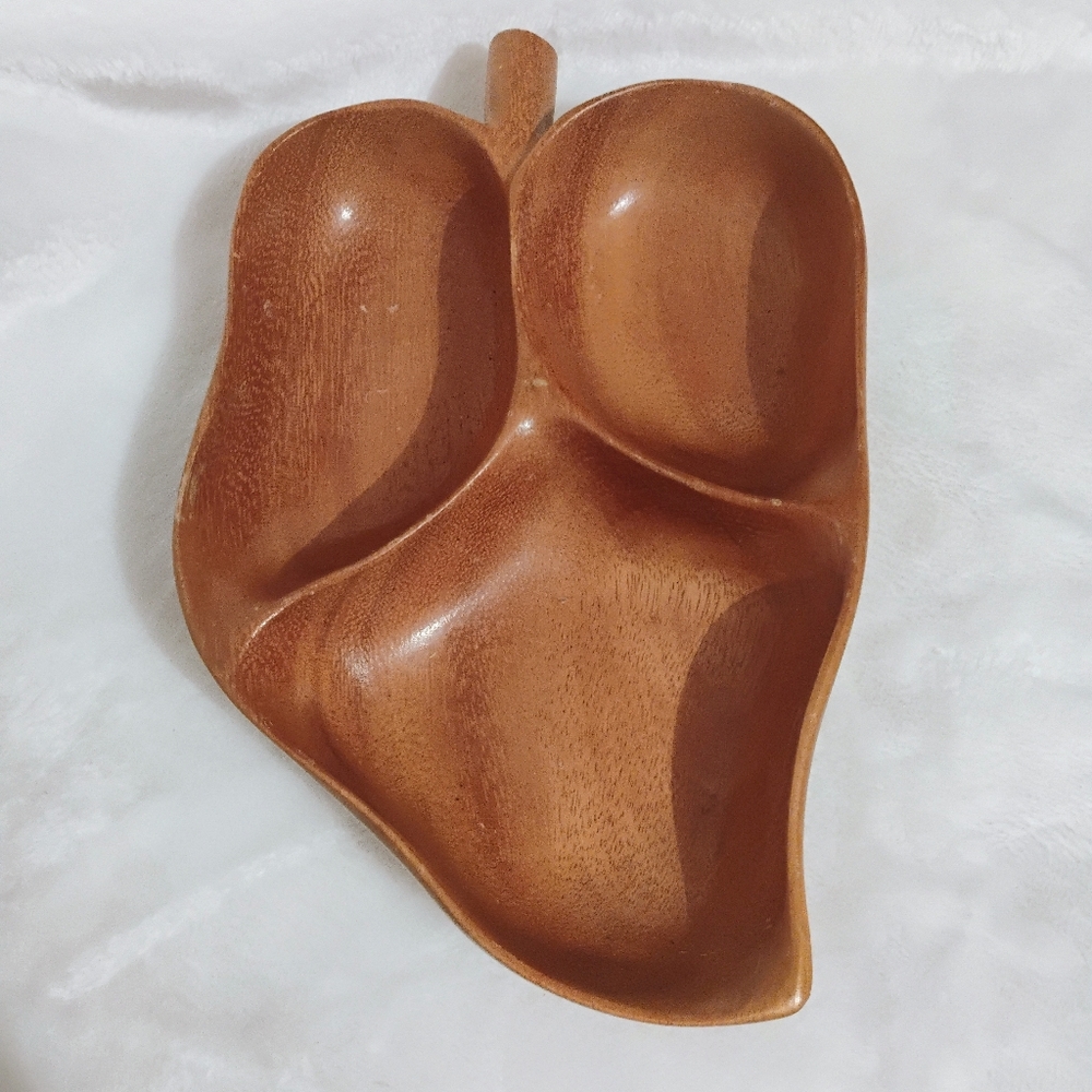 Harrys‎ Cabinet Monkey Pod Wood Mango Shaped Divided Tray Made in Hawaii MCM O